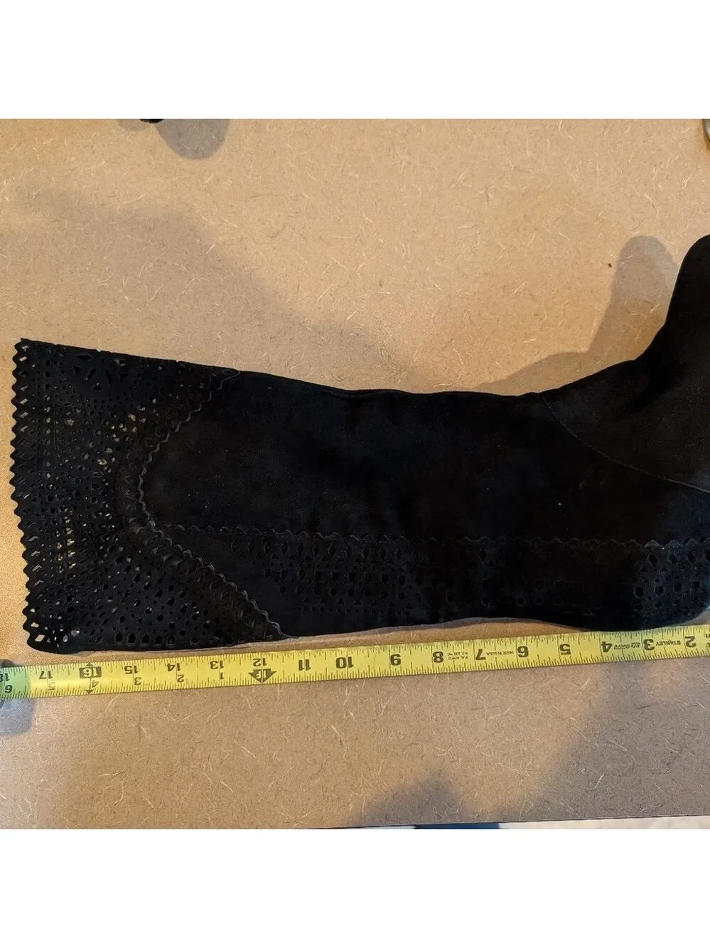 Sofft Brighton Black Suede Leather Wedge Boots Womens 7.5 Tall Knee High Laser